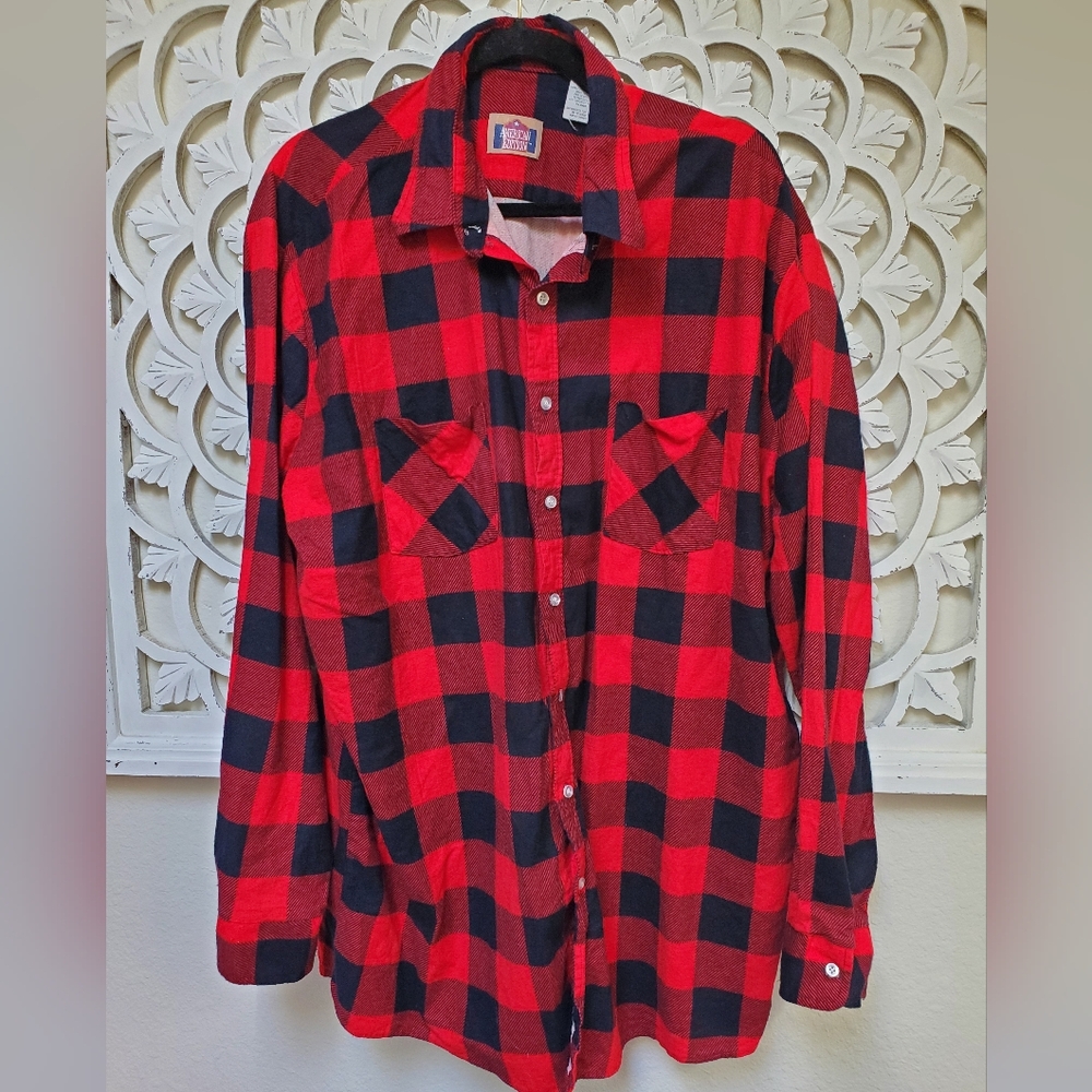 New Old Stock Vintage Red Buffalo Plaid 2XL Men's American Edition